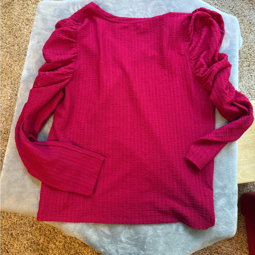 LOFT Red Textured Knit Top - Picture 3 of 4